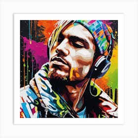 Man In Headphones Art Print