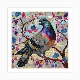 Patchwork Quilted Pigeon 1 Art Print