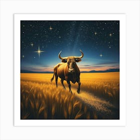 Bull In The Field 5 Art Print