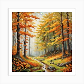 Forest In Autumn In Minimalist Style Square Composition 234 Art Print