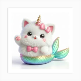 Mermaid Caticorn 1 Art Print