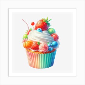 Rainbow Cupcake 3 Art Print