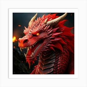 Firefly Fierce Red Dragon Glaring With Intense Power 60146 (2) Art Print