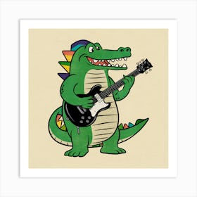 Alligator Playing Guitar Art Print