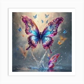 Butterfly In The Water Art Print