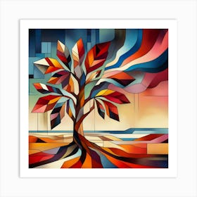 Abstract modernist Chestnut tree 1 Art Print