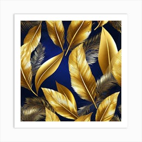 Gold Feathers Wallpaper Art Print