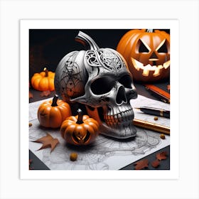 Halloween Skull Art Print