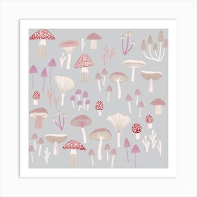 Mushrooms Toadstools And Fungi Art Print