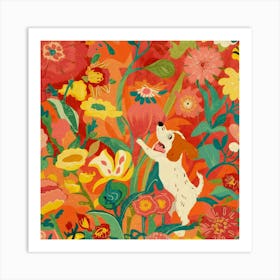 Dog In The Garden Art Print