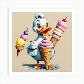 Ice Cream Duck 3 Art Print