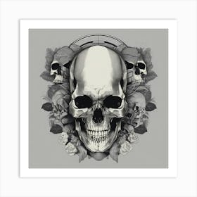 Skull And Roses Art Print