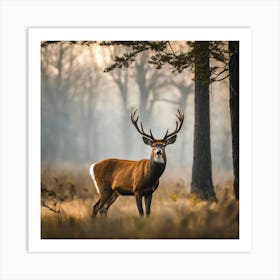 Deer In The Woods 84 Art Print