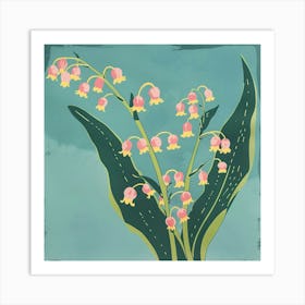 Lily Of The Valley 2 Square Flower Illustration Art Print