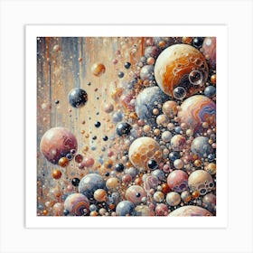 Guache Textured Falling Bubbles With More Texture.AI Art Print