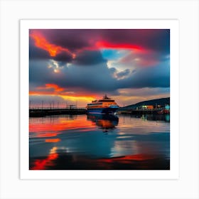 Sunset At The Port Art Print