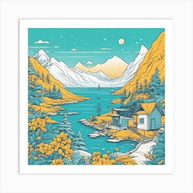 Cabin In The Mountains Art Print