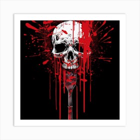 Skull With Knife 2 Art Print