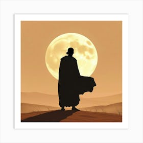 Silhouette Of A Man In The Desert 1 Art Print