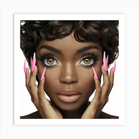 Black Woman With Pink Nails 2 Art Print