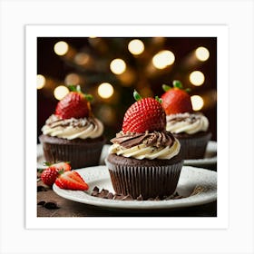 Leonardo Kino Xl Christmas Dessert With Chocolate And Strawber 0 (1) Art Print