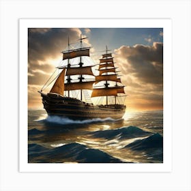 Sailing Ship In The Ocean 4 Art Print