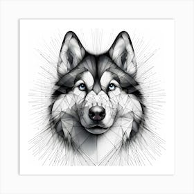 Alaska Husky - Abstract Line Art Illustration 233 Art Print