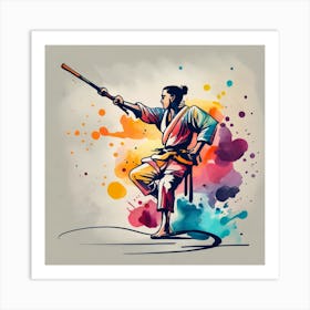 wushu - Martial Arts - Bo Staff Art Print