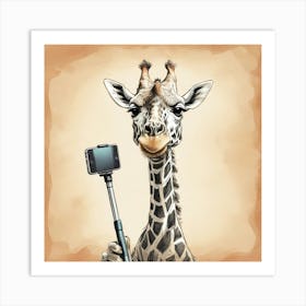 Giraffe Selfie 1 Art Print