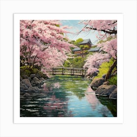 Cherry Blossoms Zen Garden Art Print