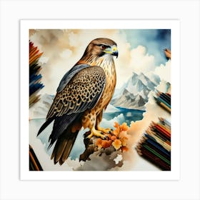 Design Of A Falcon In The Sky Watercolor Trending On Artstation Sharp Focus Studio Photo Intric 1 Art Print