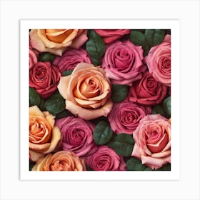 Pink Roses Background 3 Art Print