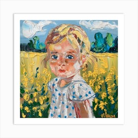 Little Girl In A Yellow Field Art Print