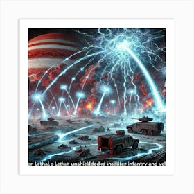 A Sci Fi Depiction Of Ion Storm Missiles Lethal Impact Art Print