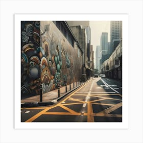 An Urban Street With Graffiti Style Painting With Textured Surfaces 3 Art Print