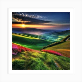 Sunset In The Hills 2 Art Print