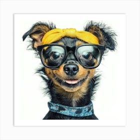 Dachshund In Glasses 1 Affiche