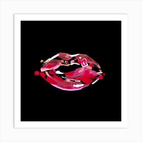 Red Lippies By Night Square Art Print