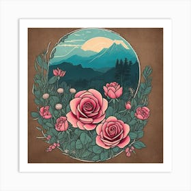 Roses In The Mountains Art Print