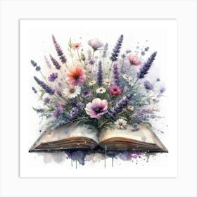 Open Book With Flowers 4 Art Print