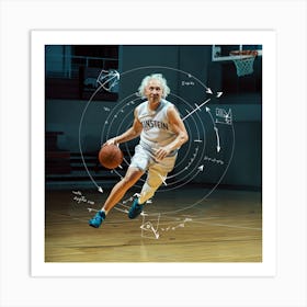 Basketball Player Dribbling Art Print