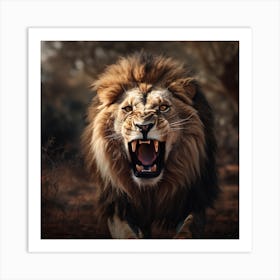 Lion Roaring Art Print