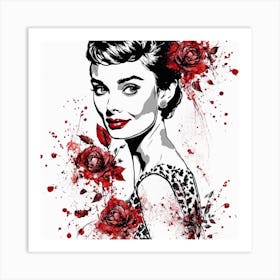 Audrey Hepburn Portrait Painting (12) Art Print