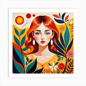 Girl With Red Hair Art Print