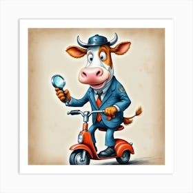 Cow With Magnifying Glass 3 Art Print