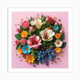 Watercolor paper flowers 3 Art Print