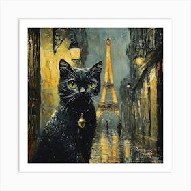 Black Cat In Paris 10 Art Print