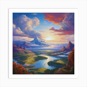 Sunset Over The Mountains Art Print