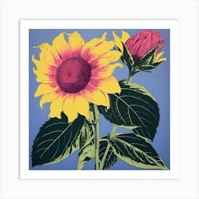 Sunflower 3 Pop Art Illustration Square Art Print