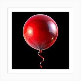 Red Balloon With A Ribbon Art Print